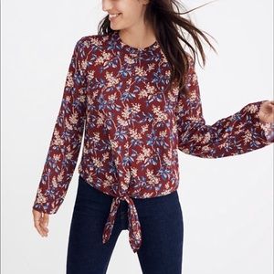 Madewell Bell-Sleeve Tie Top in Antique Flora